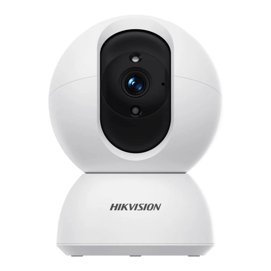 White Hikvision camera with a black central lens