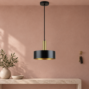 Doma black and gold pendant in realistic interior, scene 3