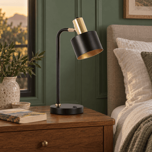 Doma black and gold table lamp in realistic home interior, scene 1
