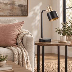 Doma black and gold table lamp in realistic home interior, scene 3