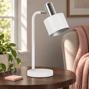 Doma white and chrome table lamp in realistic interior, scene 3