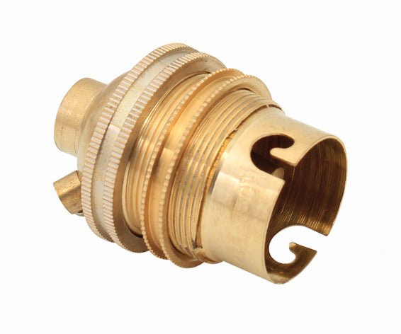 B22 Brass 10mm Back Entry Lamp Holder with Earth Screw