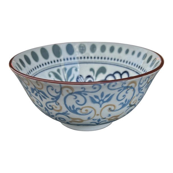 Green Dots Blue Flare Ceramic Bowl