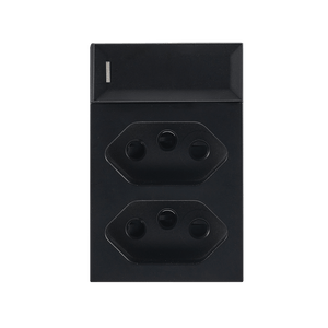 ECP168 black triple-module switched RSA socket with two slim outlets
