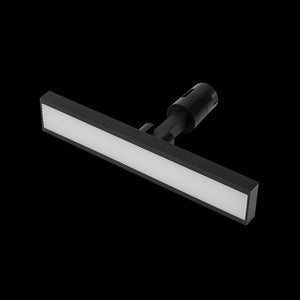 Black LED linear flood track light with a sleek design, showcasing its modern aesthetic and illumination features.