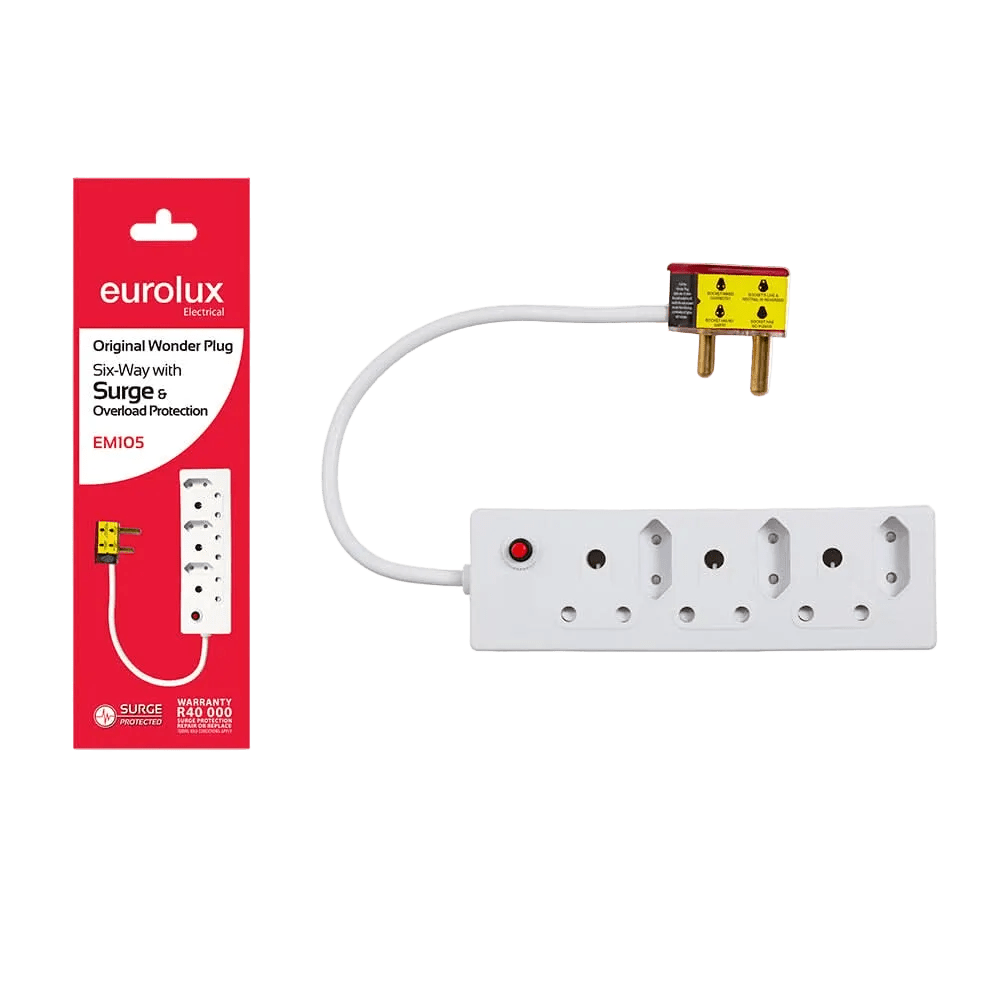 Eurolux - 6 Way Wonder Plug with Surge & Overload Protection