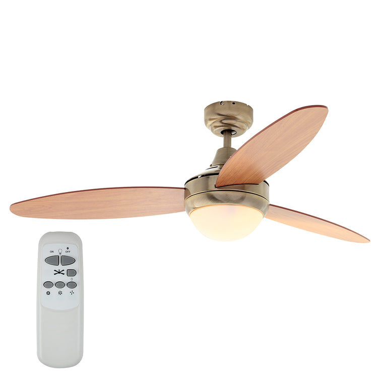 Swirl 3 Blade Antique Brass Ceiling Fan (Maple Cherry) - Future Light - LED Lights South Africa