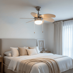 Fan Turbo Swirl 6 Blades Satin Chrome & Natural Wood