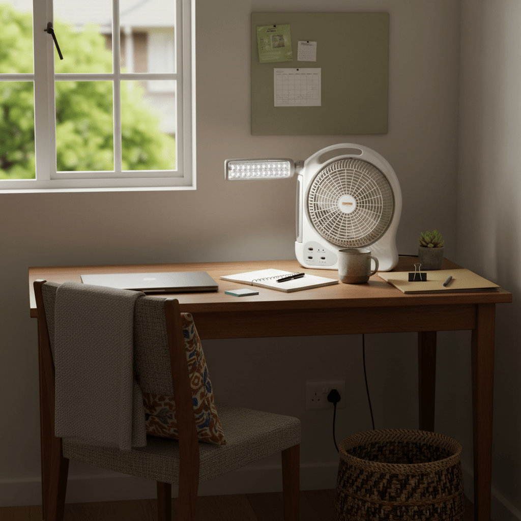 Rechargeable Portable Fan & 24W LED Desk Lamp