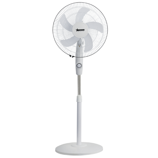 16" Rechargeable Oscillating White Floor Fan (Solar)