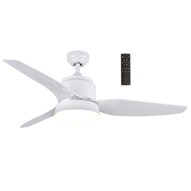 White Steel and Glass Ceiling Fan