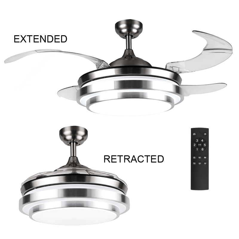 Satin Chrome, Steel and Acrylic LED Ceiling Fan