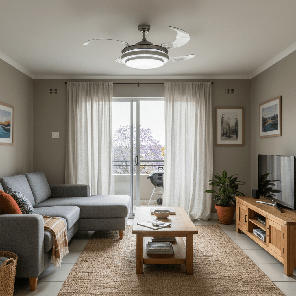 Satin Chrome, Steel and Acrylic LED Ceiling Fan
