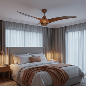 Steel & Acrylic Ceiling Fan with Wood Finish