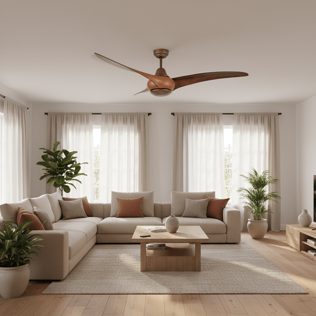 Steel & Acrylic Ceiling Fan with Wood Finish