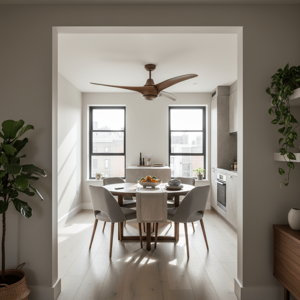 Steel & Acrylic Ceiling Fan with Wood Finish