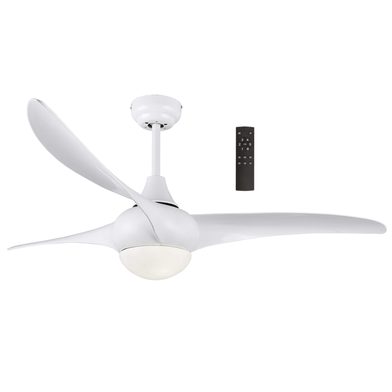 LED Ceiling Fan with Remote - White Steel & Acrylic