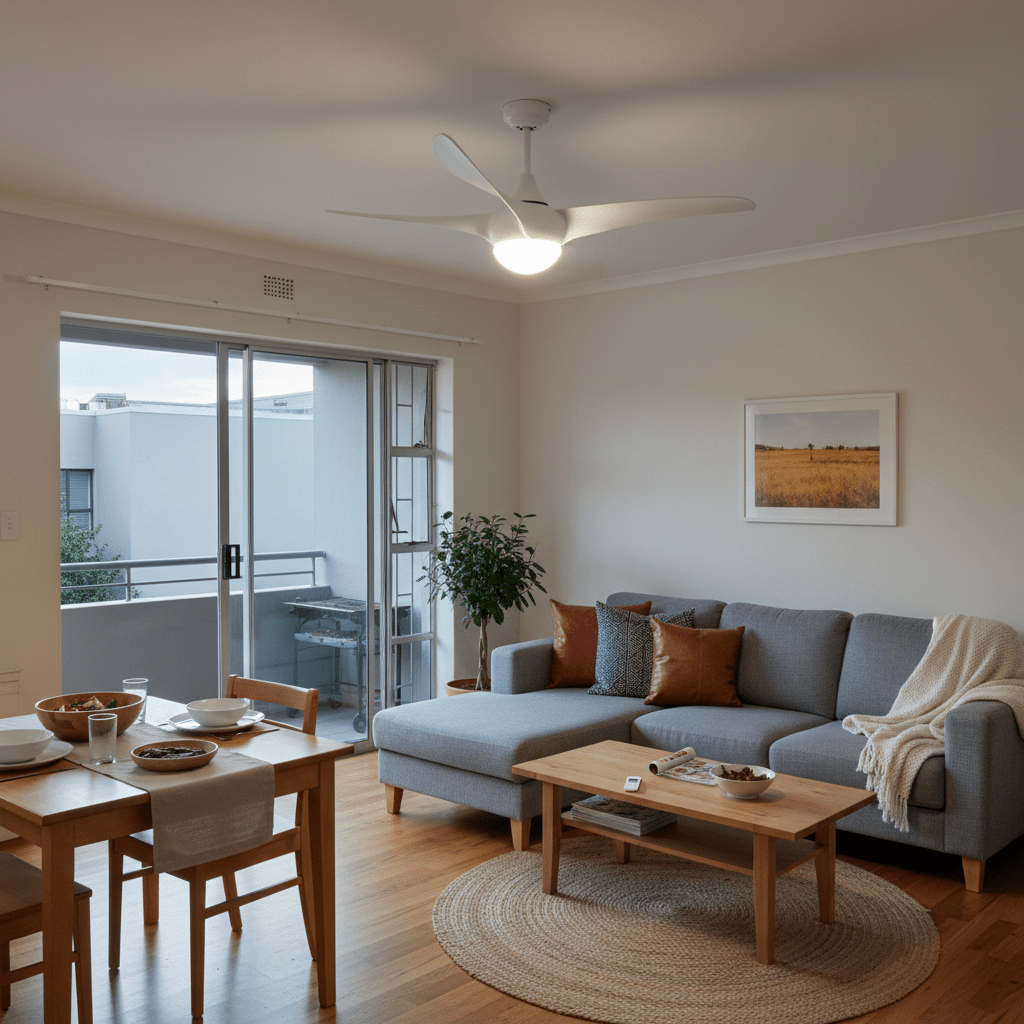 LED Ceiling Fan with Remote - White Steel & Acrylic