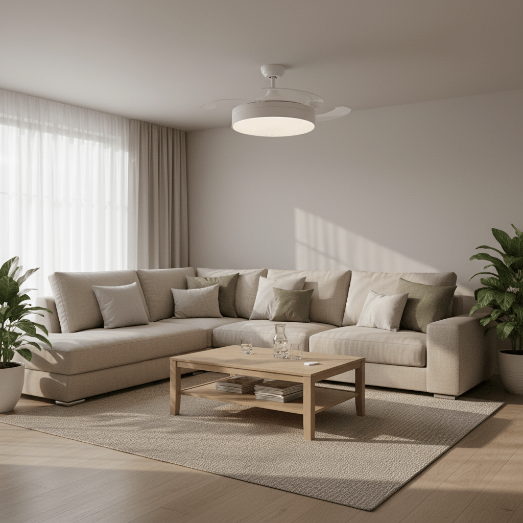4 Blade White Retractable Fan