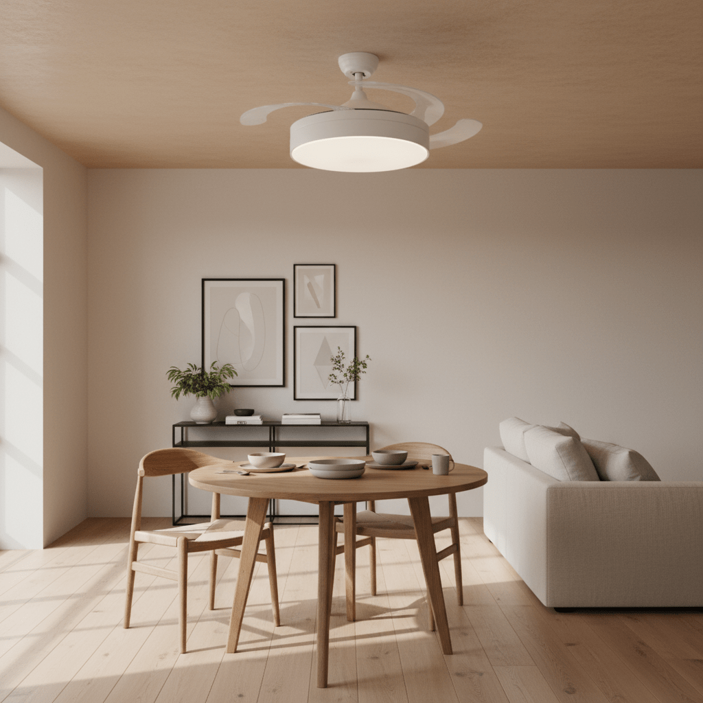 4 Blade White Retractable Fan