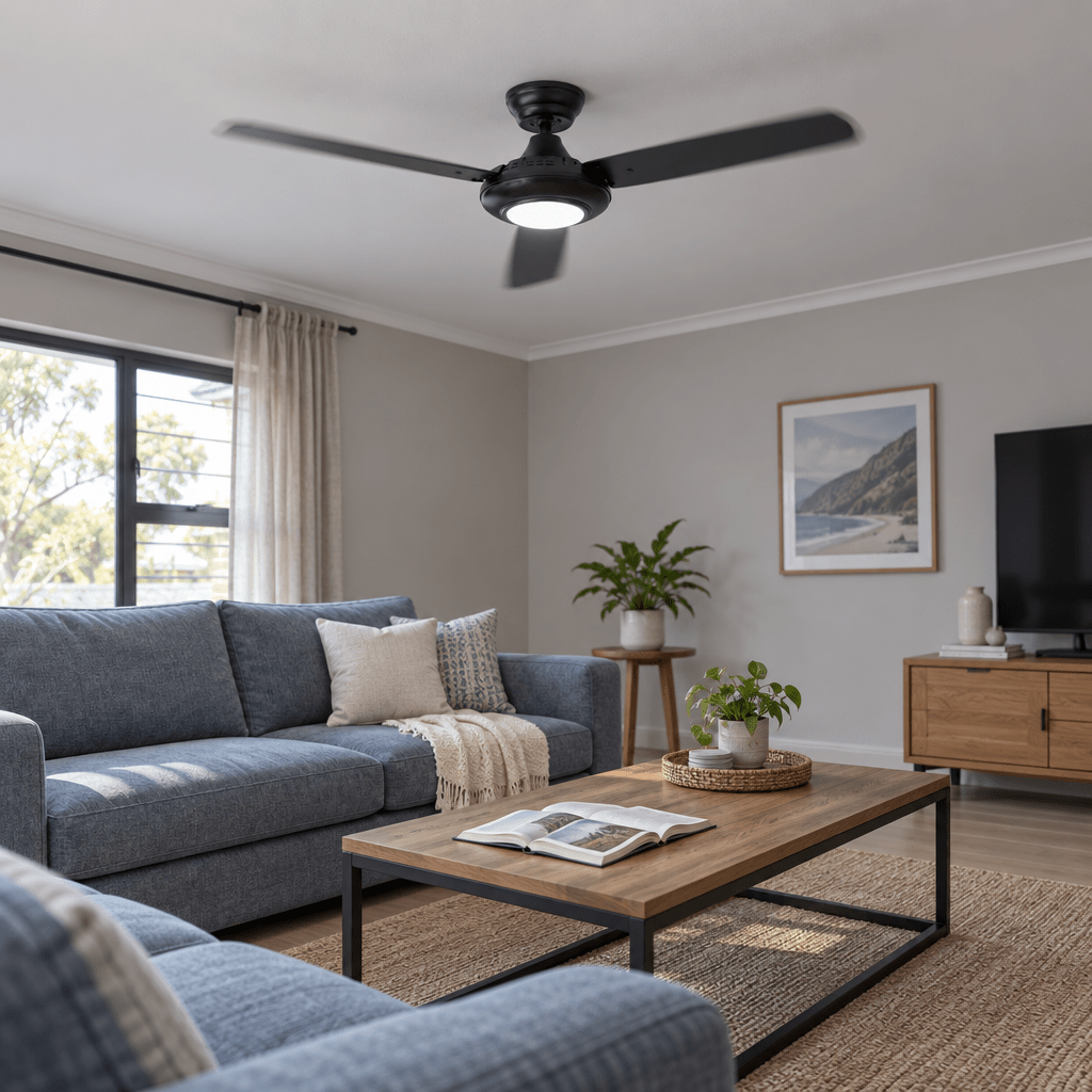 3 Blade LED Ceiling Fan - Black & Brown Reversible Blades