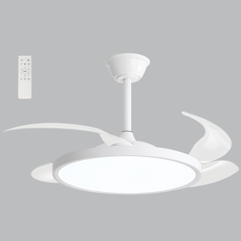 42" White Retractable Blade Ceiling Fan with 3CCT 36W LED