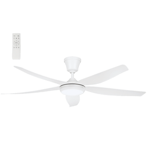 Ceiling fan with light fixture on a gray background