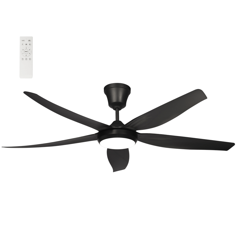 56" Black Ceiling Fan with ABS Blades & 3CCT LED