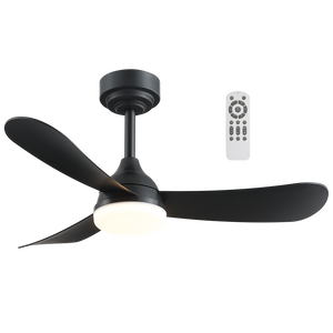 Black ceiling fan with integrated LED light