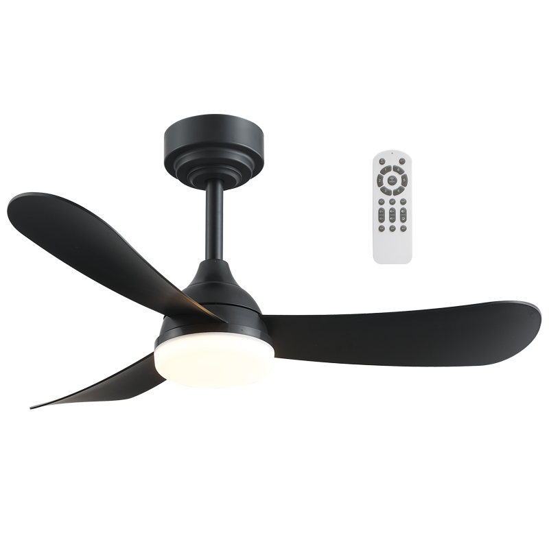 Black ceiling fan with integrated LED light