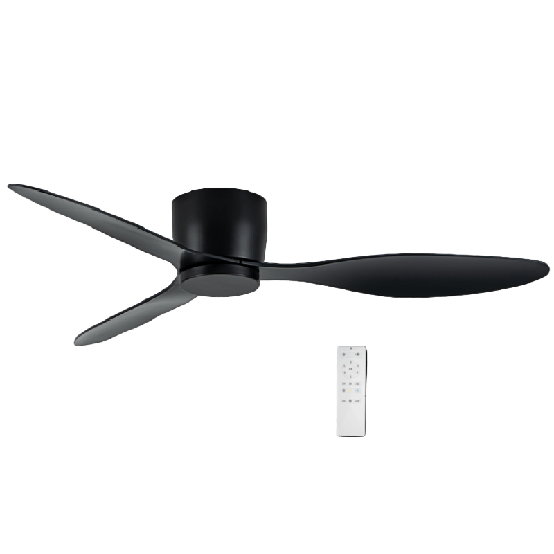 52" Flush Black Fan with White ABS Blades