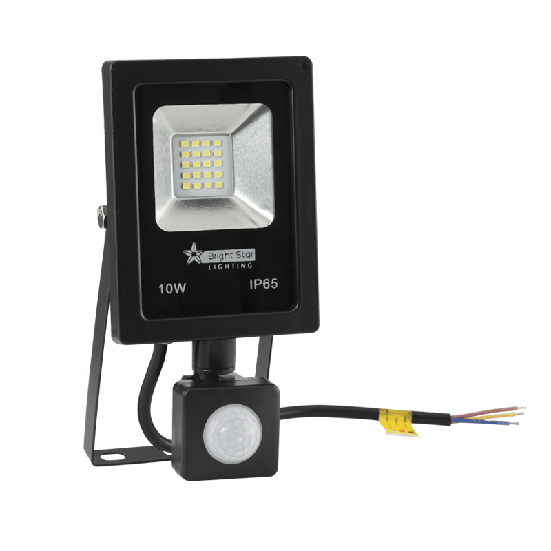 LED 10w flood light with motion sensor on a white background