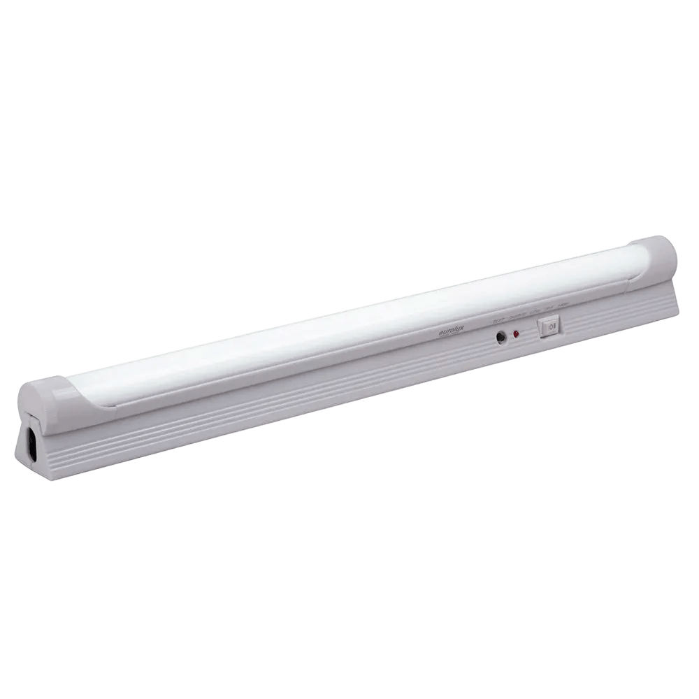 A white, rectangular rechargeable under counter light with a smooth finish and a power switch on one end.