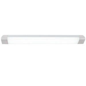 Rectangular linear white light fixture on a white background