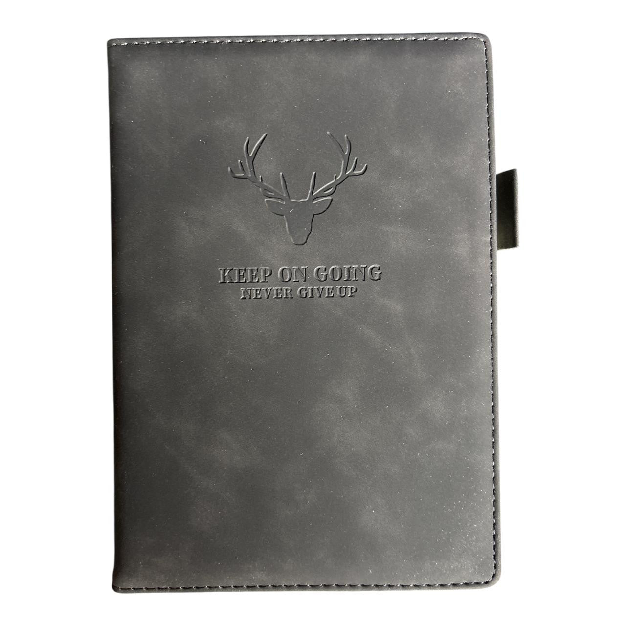 Black Embossed Deer Head Faux Leather Notebook