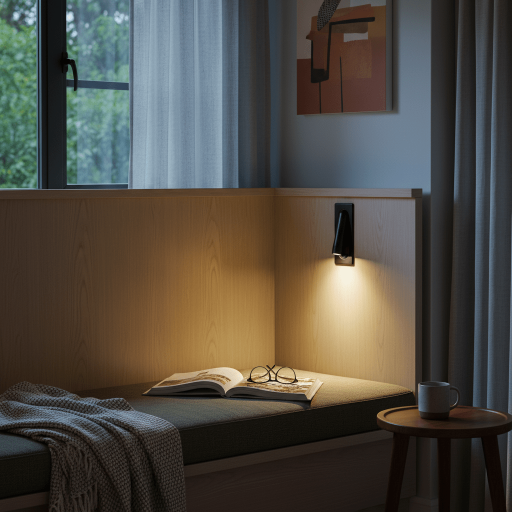 LED Wall Light - Black 3W Recessed Reading Wall Light