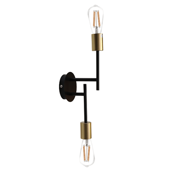 Traverse 2 Light Wall Light (Black & Satin Gold)