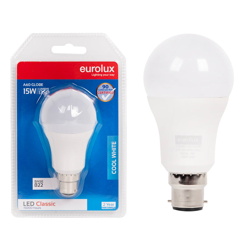 Eurolux LED light bulb with packaging on a white background