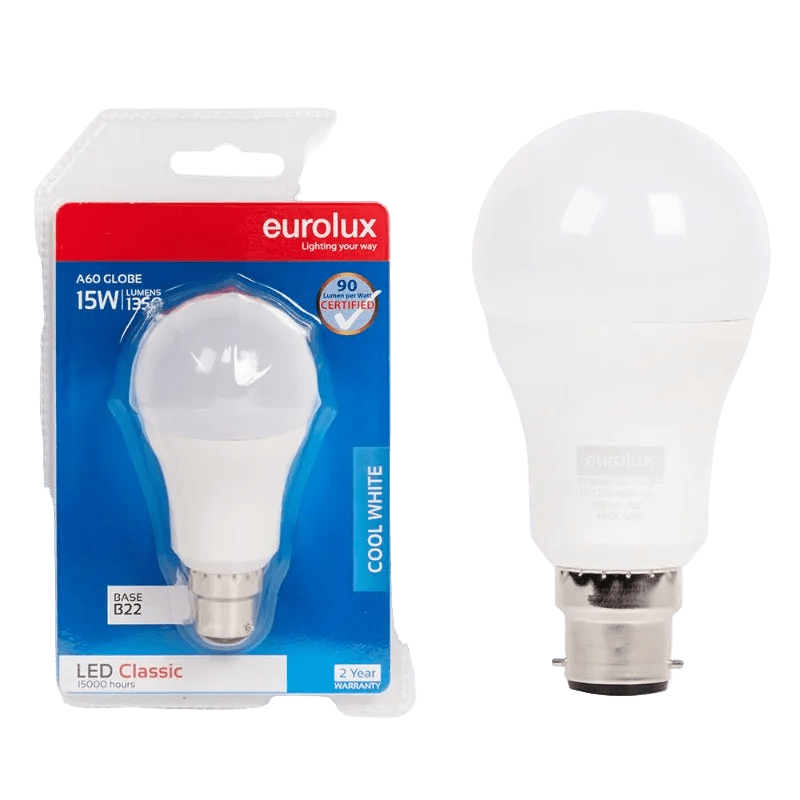 15W A65 LED Bulb – B22, 4000K Cool White