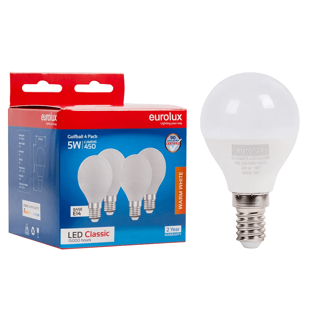5W White Golf Ball LED Bulb – E27, 3000K Warm White