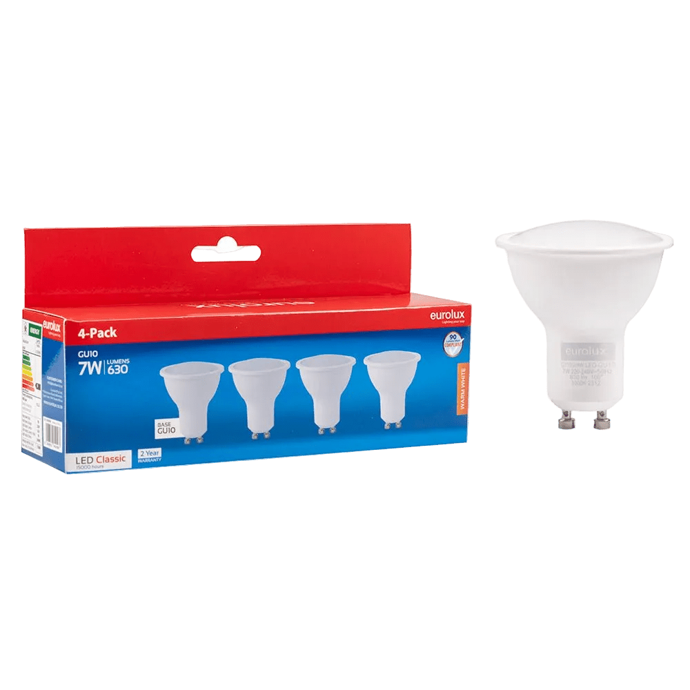 7W GU10 LED Downlight - 3000K Warm White - 4 Pack