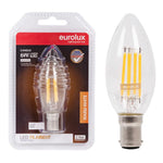 Eurolux dimmable warm white LED filament candle bulb with B15 base