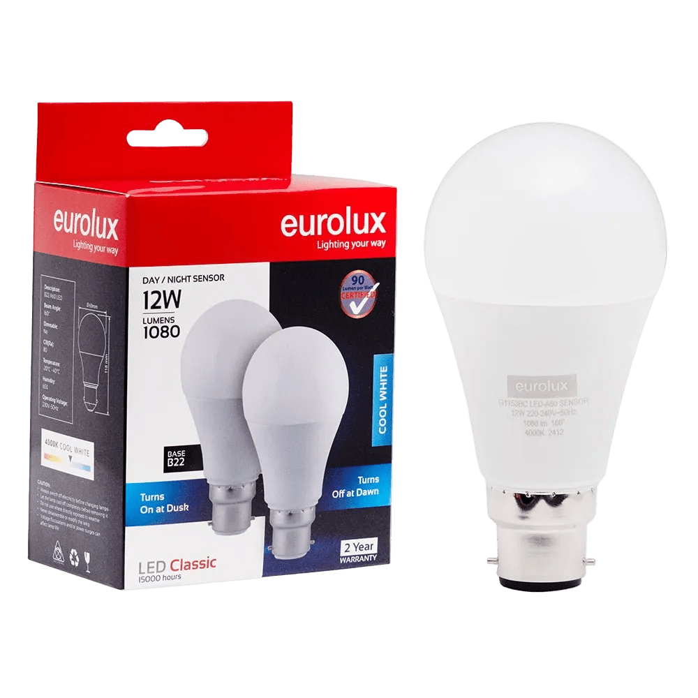 12W A60 LED Bulb – B22, 4000K Cool White