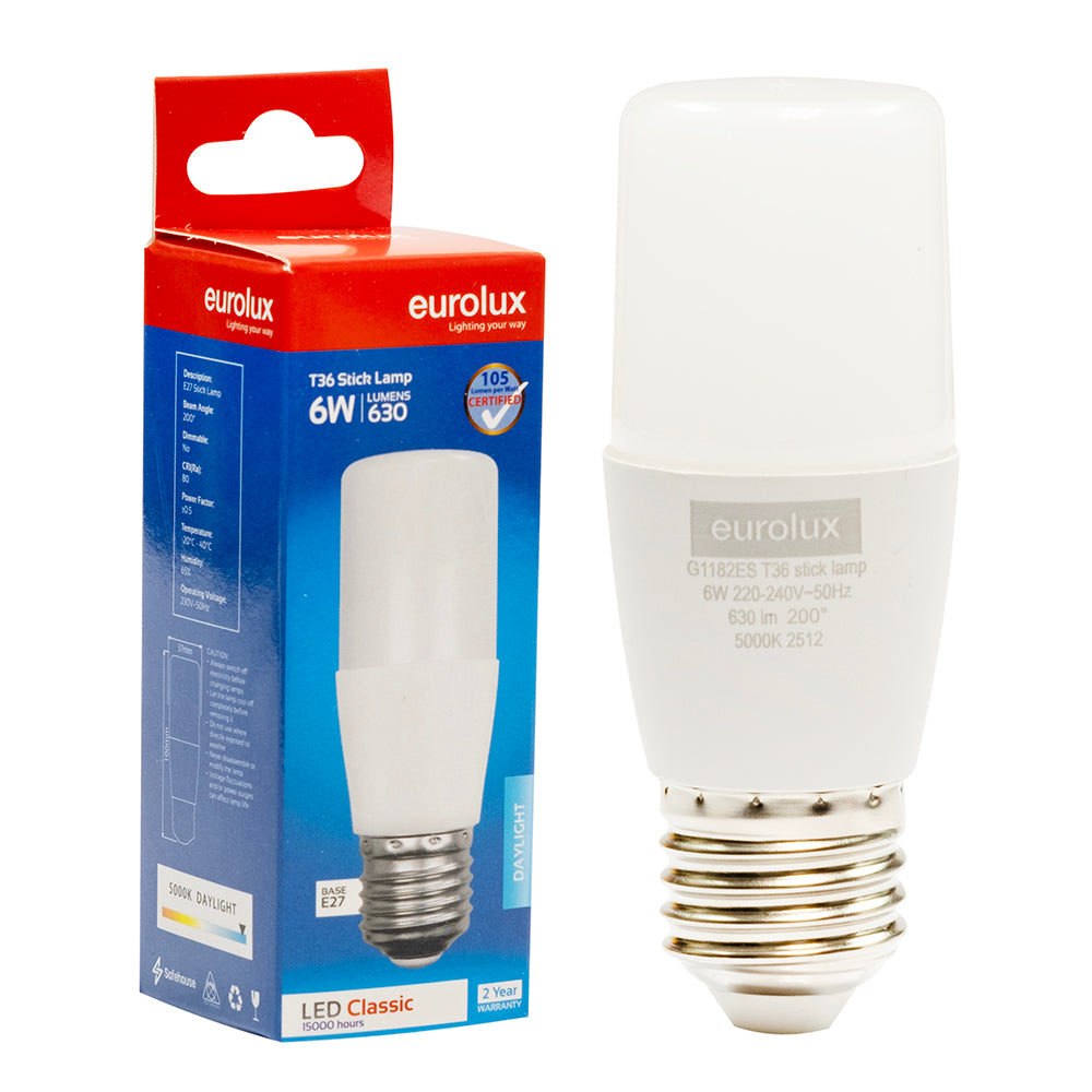 G1182ES Eurolux Stick Lamp T36 6w LED E27 5000K 105lm