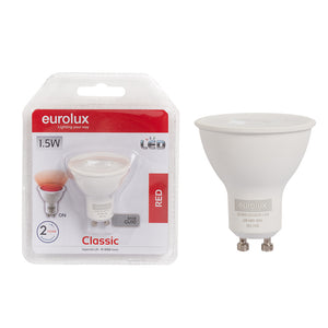 Red GU10 LED lamp, 1.5W, 230V