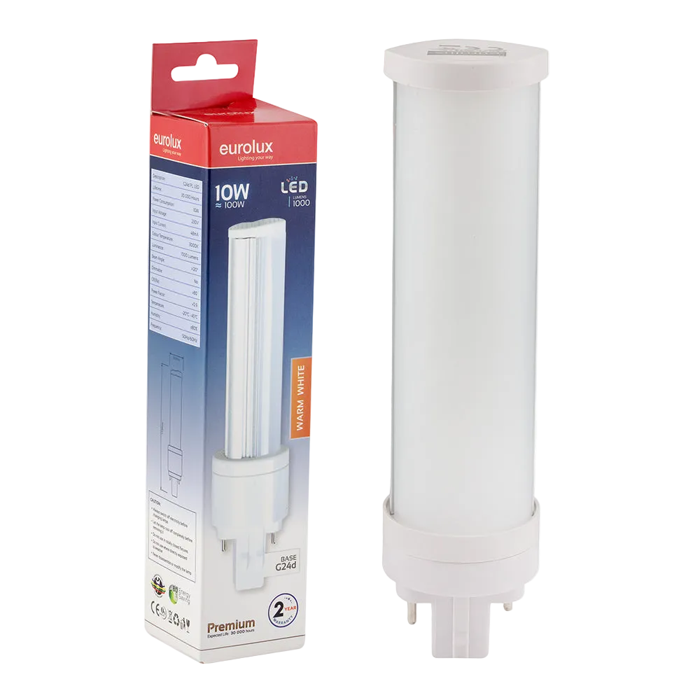 10W G24d LED PL Lamp, 3000K Warm White