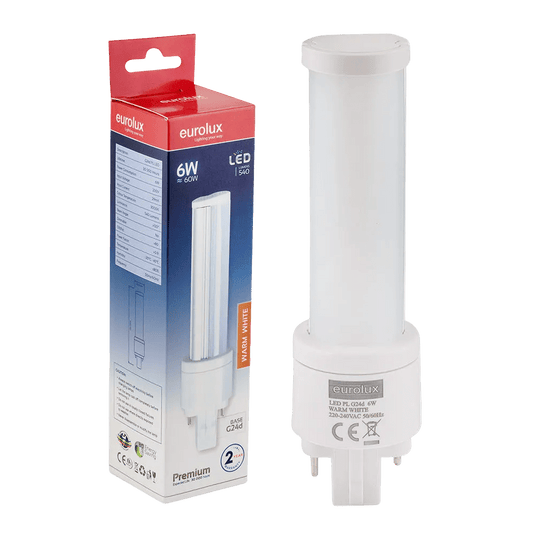 6W G24d LED PL Lamp, 3000K Warm White