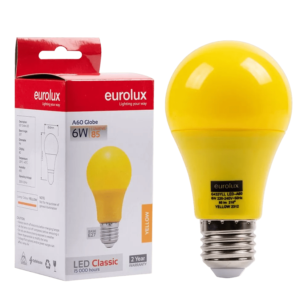 Yellow LED E27 Globe Non-Dimmable
