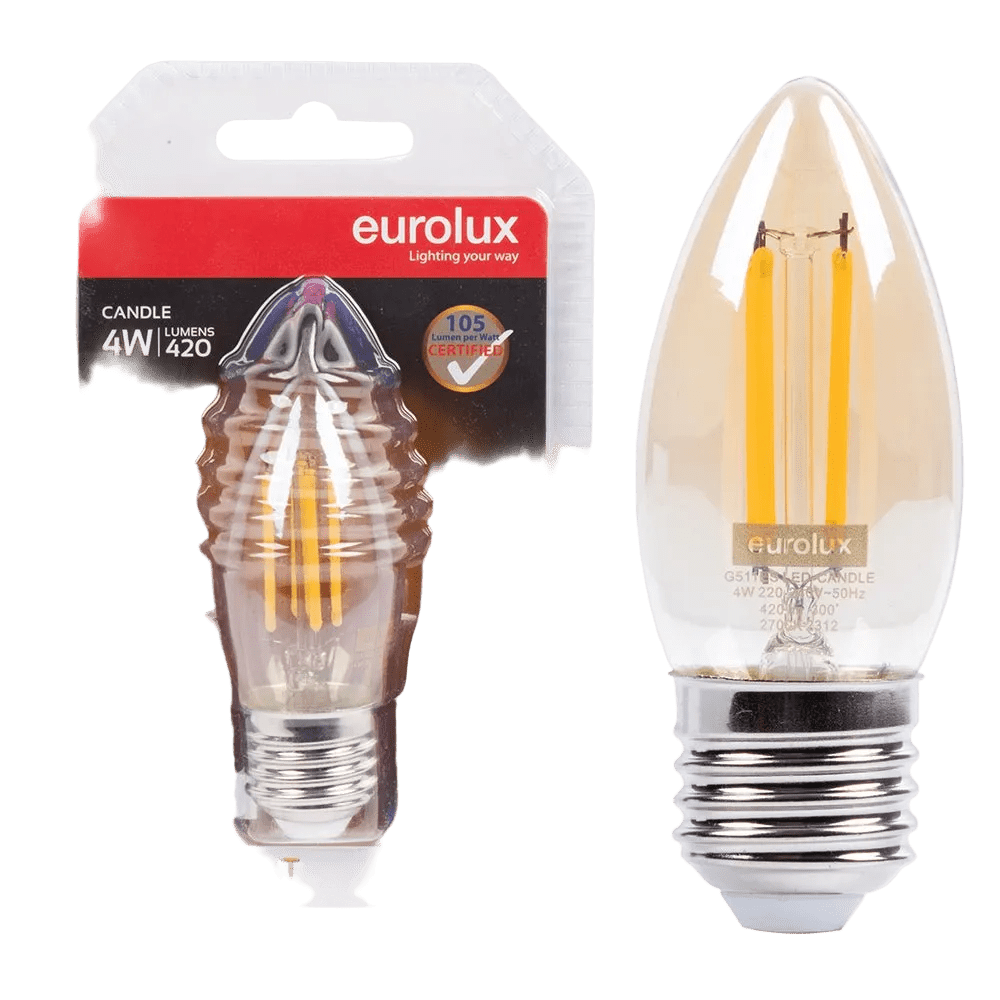 4W Candle Filament LED Bulb – E27, 2700K Warm White