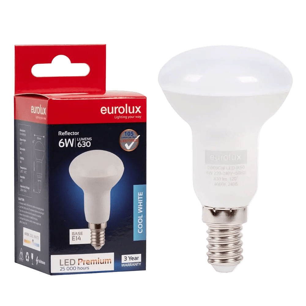 6W Clear LED Bulb – E14, 4000K Cool White